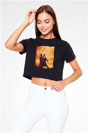 Unisex Son Samuray (The Last Samurai) Baskılı Siyah Crop Top Tshirt