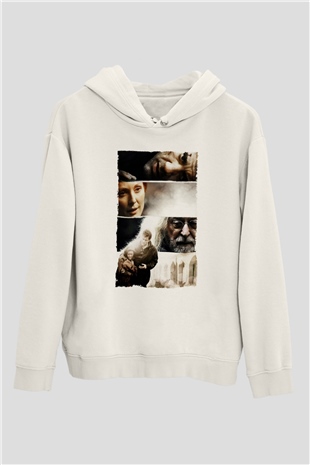 Unisex Son Umut - Children of Men Baskılı Beyaz Kapüşonlu Sweatshirt