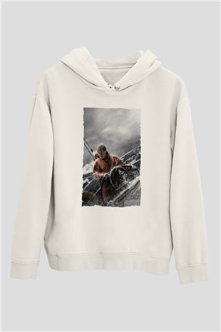 Unisex Sona Doğru - All Is Lost Baskılı Beyaz Kapüşonlu Sweatshirt