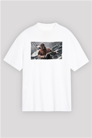 Unisex Sona Doğru - All Is Lost Baskılı Beyaz Oversize Oversize T-shirt