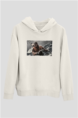 Unisex Sona Doğru - All Is Lost Baskılı Beyaz Kapüşonlu Sweatshirt