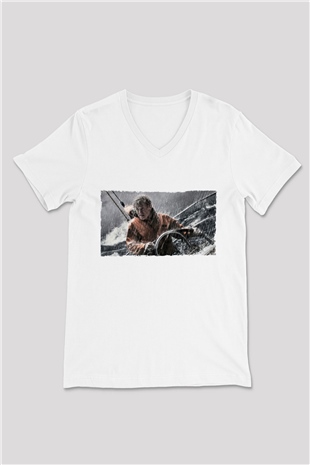 Unisex Sona Doğru - All Is Lost Baskılı Beyaz V Yaka Tshirt