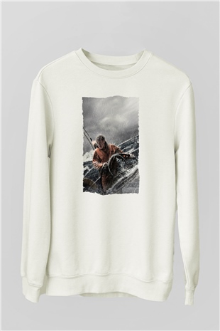Unisex Sona Doğru - All Is Lost Baskılı Beyaz Sweatshirt