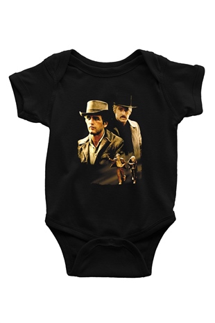Unisex Sonsuz Ölüm (Butch Cassidy and the Sundance Kid) Baskılı Siyah Bebek Body - Zıbın