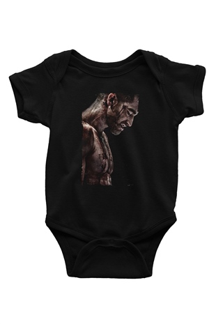 Unisex Southpaw Baskılı Siyah Bebek Body - Zıbın