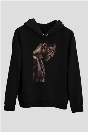 Unisex Southpaw Baskılı Siyah Kapüşonlu Sweatshirt