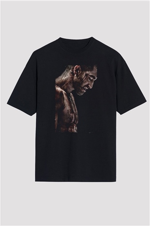Unisex Southpaw Baskılı Siyah Oversize Tişört