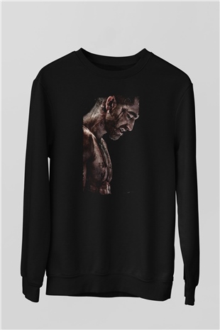 Unisex Southpaw Baskılı Siyah Sweatshirt