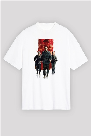Unisex Soysuzlar Çetesi (Inglourious Basterds) Baskılı Beyaz Oversize Oversize T-shirt