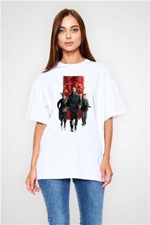 Unisex Soysuzlar Çetesi (Inglourious Basterds) Baskılı Beyaz Oversize Oversize T-shirt