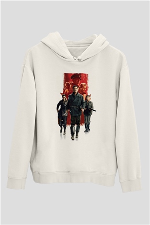 Unisex Soysuzlar Çetesi (Inglourious Basterds) Baskılı Beyaz Kapüşonlu Sweatshirt
