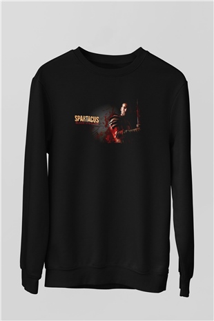 Unisex Spartacus War of the Damned Baskılı Siyah Sweatshirt