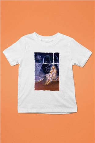 Unisex Star Wars Baskılı Beyaz Çocuk Tshirt