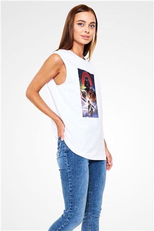 Unisex Star Wars İmparatorun Dönüşü (The Empire Strikes Back) Baskılı Beyaz Kolsuz T-shirt