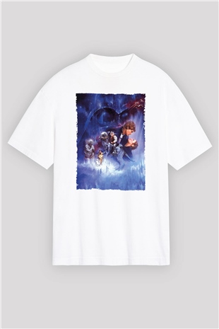 Unisex Star Wars İmparatorun Dönüşü (The Empire Strikes Back) Baskılı Beyaz Oversize Oversize T-shirt