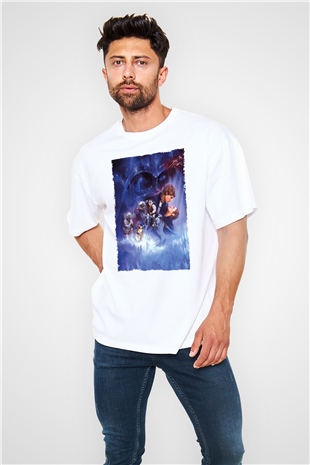Unisex Star Wars İmparatorun Dönüşü (The Empire Strikes Back) Baskılı Beyaz Oversize Oversize T-shirt