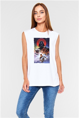 Unisex Star Wars İmparatorun Dönüşü (The Empire Strikes Back) Baskılı Beyaz Kolsuz T-shirt
