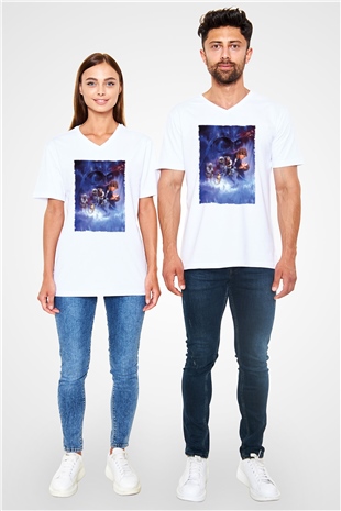 Unisex Star Wars İmparatorun Dönüşü (The Empire Strikes Back) Baskılı Beyaz V Yaka Tshirt