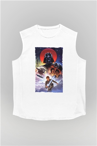 Unisex Star Wars İmparatorun Dönüşü (The Empire Strikes Back) Baskılı Beyaz Kolsuz T-shirt