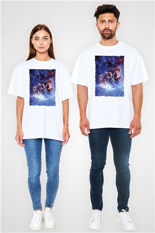 Unisex Star Wars İmparatorun Dönüşü (The Empire Strikes Back) Baskılı Beyaz Oversize Oversize T-shirt