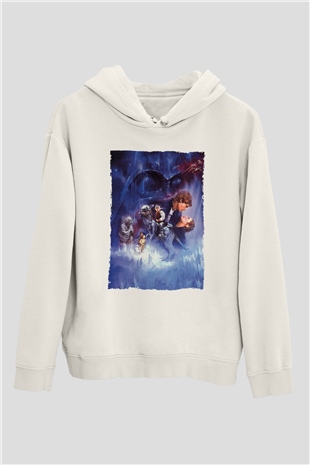 Unisex Star Wars İmparatorun Dönüşü (The Empire Strikes Back) Baskılı Beyaz Kapüşonlu Sweatshirt