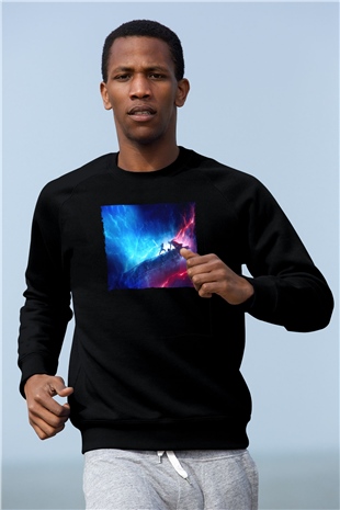 Unisex Star Wars Skywalkerın Yükselişi (Star Wars The Rise of Skywalker) Baskılı Siyah Sweatshirt