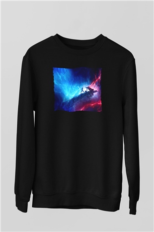 Unisex Star Wars Skywalkerın Yükselişi (Star Wars The Rise of Skywalker) Baskılı Siyah Sweatshirt