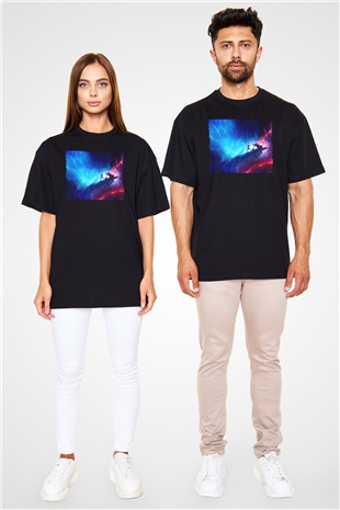 Unisex Star Wars Skywalkerın Yükselişi (Star Wars The Rise of Skywalker) Baskılı Siyah Oversize Tişört