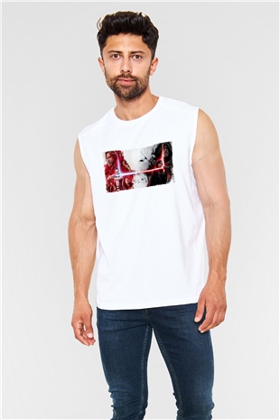 Unisex Star Wars Son Jedi Baskılı Beyaz Kolsuz Tişört