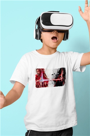 Unisex Star Wars Son Jedi Baskılı Beyaz Çocuk Tişört