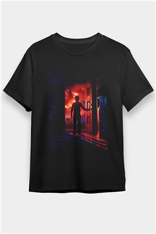 Stranger Things Baskılı Siyah Tshirt