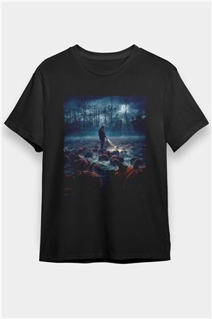 Stranger Things Baskılı Siyah T-Shirt