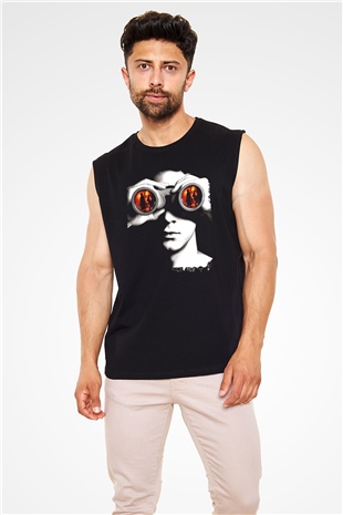 Unisex Şüphe (Disturbia) Baskılı Siyah Kolsuz T-shirt