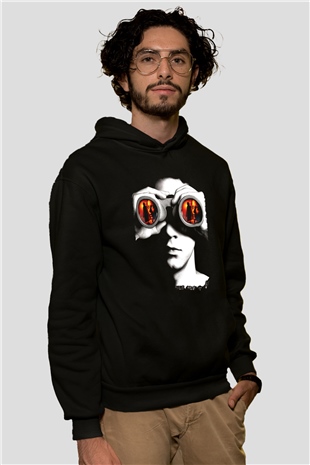 Unisex Şüphe (Disturbia) Baskılı Siyah Kapüşonlu Sweatshirt