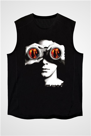 Unisex Şüphe (Disturbia) Baskılı Siyah Kolsuz T-shirt