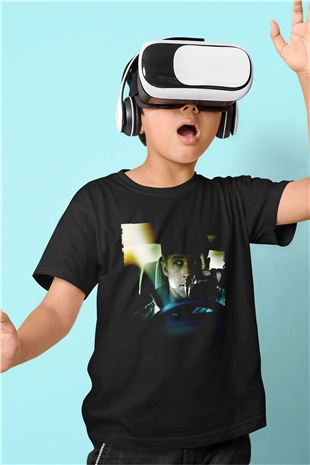 Unisex Sürücü (Drive) Baskılı Siyah Çocuk Tshirt
