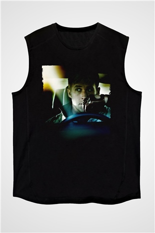 Unisex Sürücü (Drive) Baskılı Siyah Kolsuz Tshirt
