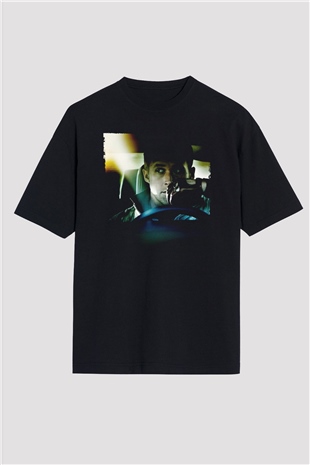 Unisex Sürücü (Drive) Baskılı Siyah Oversize Tshirt