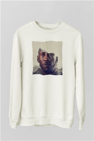 Unisex Swan Song Baskılı Beyaz Sweatshirt