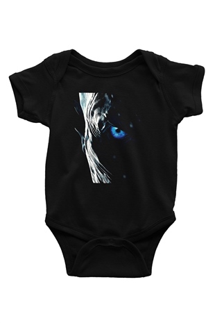 Unisex Taht Oyunları Baskılı Siyah Bebek Body - Zıbın