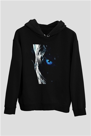 Unisex Taht Oyunları Baskılı Siyah Kapüşonlu Sweatshirt