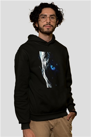 Unisex Taht Oyunları Baskılı Siyah Kapüşonlu Sweatshirt