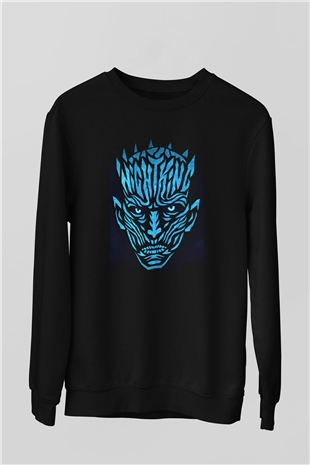 Unisex Taht Oyunları Baskılı Siyah Sweatshirt