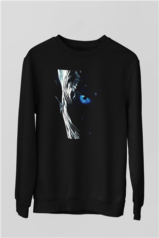 Unisex Taht Oyunları Baskılı Siyah Sweatshirt