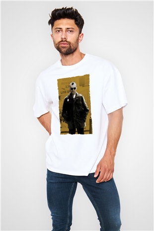 Unisex Taksi Şoförü (Taxi Driver) Baskılı Beyaz Oversize Oversize T-shirt