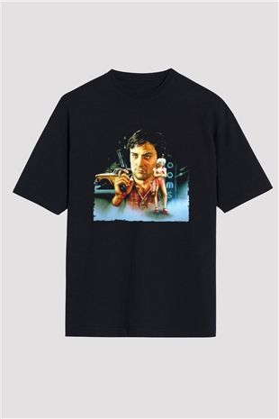 Unisex Taksi Şoförü (Taxi Driver) Baskılı Siyah Oversize Tshirt
