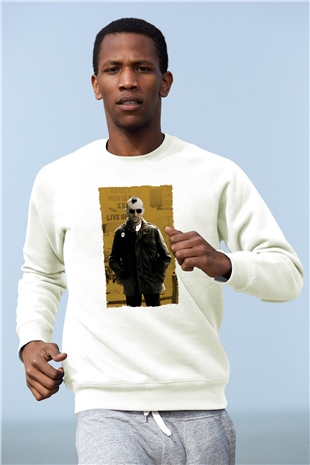 Unisex Taksi Şoförü (Taxi Driver) Baskılı Beyaz Sweatshirt