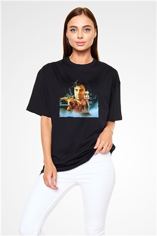 Unisex Taksi Şoförü (Taxi Driver) Baskılı Siyah Oversize Tshirt