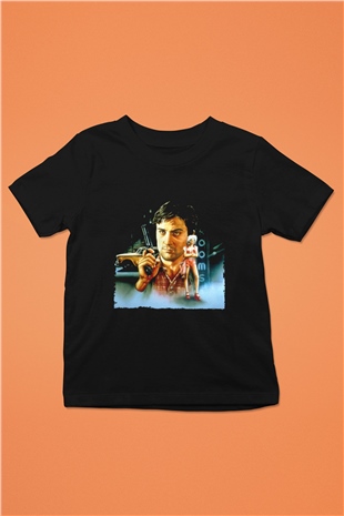 Unisex Taksi Şoförü (Taxi Driver) Baskılı Siyah Çocuk Tshirt