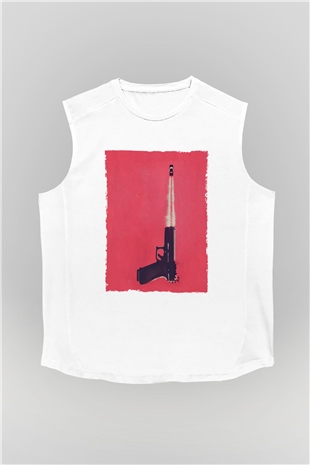 Unisex Tam Gaz - Baby Driver Baskılı Beyaz Kolsuz Tshirt
